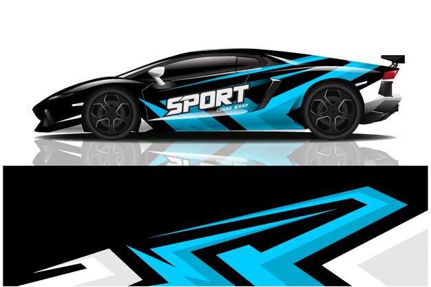 Sport car decal wrap illustration