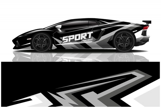 Sport car decal wrap illustration