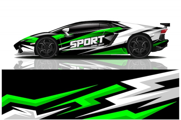 Sport car decal wrap illustration