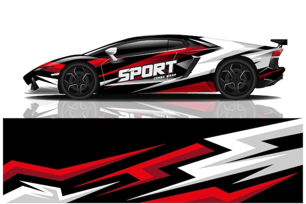 Sport car decal wrap illustration