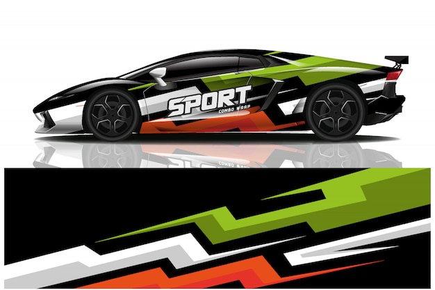 sport car decal wrap illustration