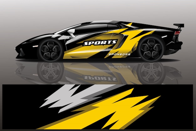 Sport car decal wrap illustration