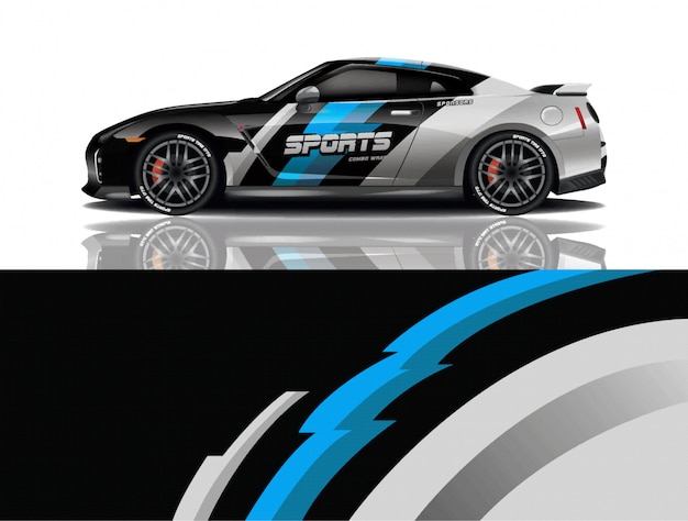 Sport car decal wrap illustration