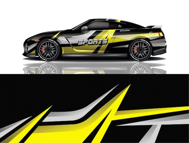 sport car decal wrap illustration