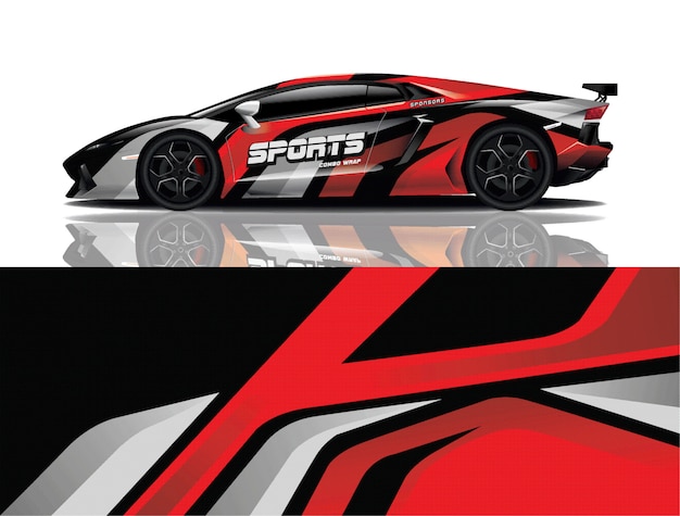 Sport car decal wrap illustration