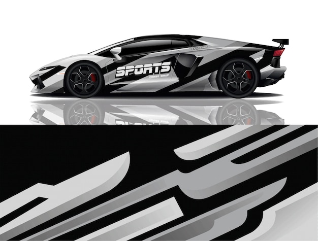 Sport car decal wrap illustration