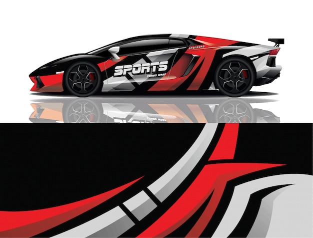 sport car decal wrap illustration