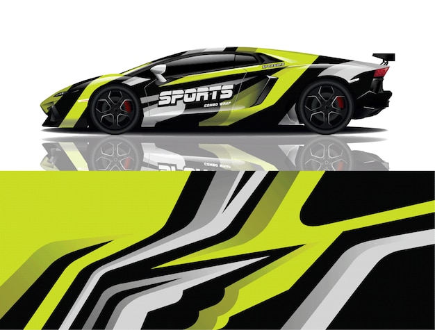 Sport car decal wrap illustration