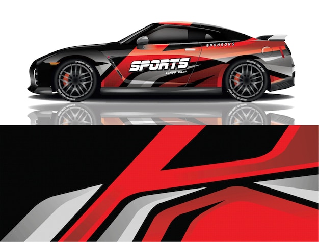 sport car decal wrap illustration