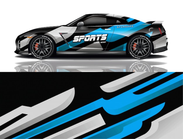 Sport car decal wrap illustration