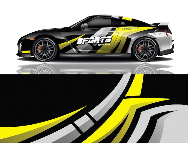 Sport car decal wrap illustration