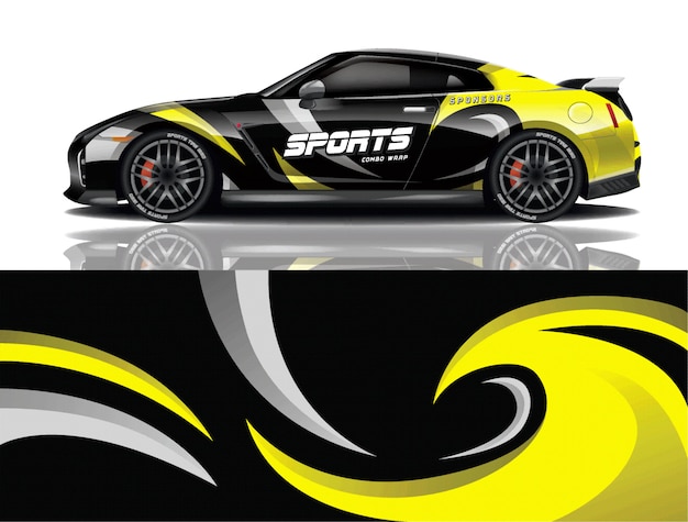 sport car decal wrap illustration