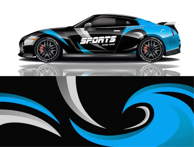 sport car decal wrap illustration