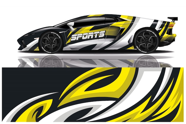 Sport car decal wrap illustration