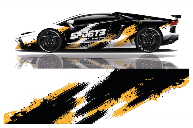 Sport car decal wrap illustration