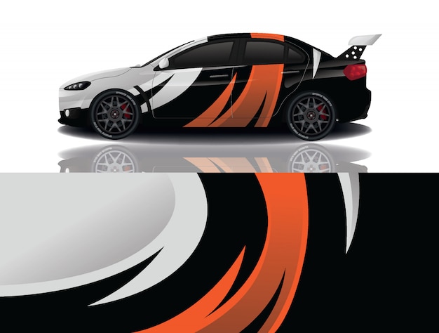 Sport car decal wrap illustration