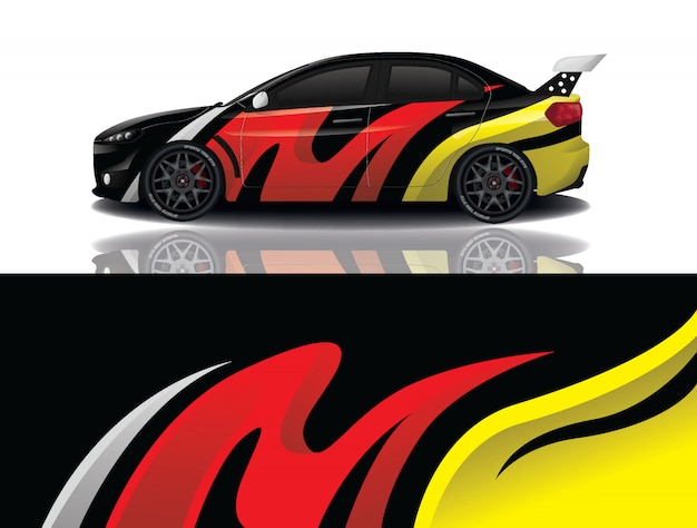 sport car decal wrap illustration