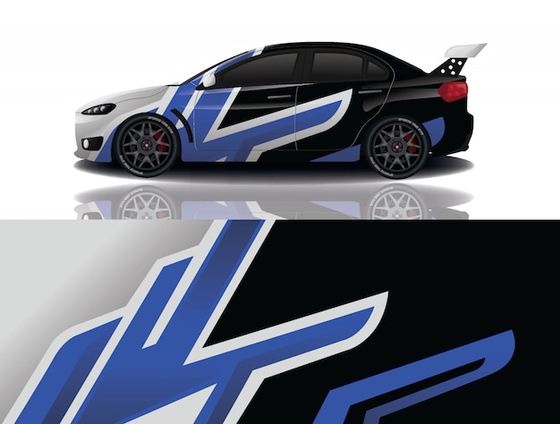 sport car decal wrap illustration