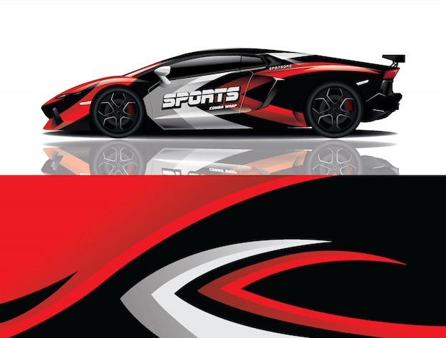 sport car decal wrap illustration