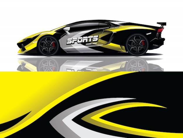 Sport car decal wrap illustration