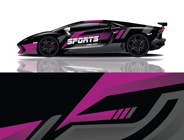 sport car decal wrap illustration