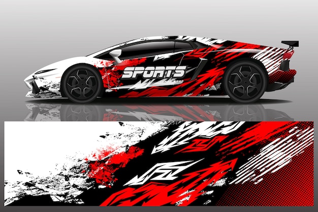 Sport car decal wrap illustration