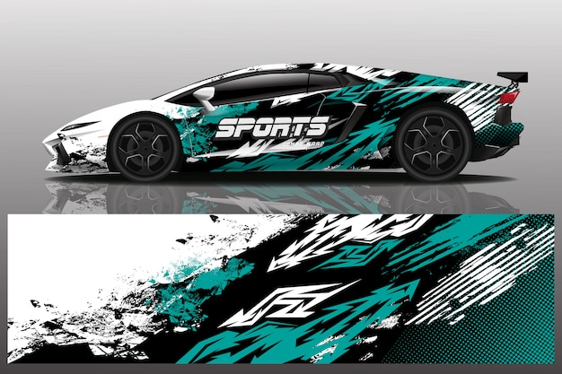 Sport car decal wrap illustration