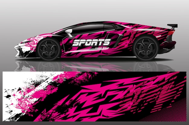 Sport car decal wrap illustration