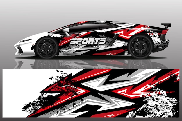 Sport car decal wrap illustration