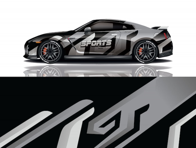 sport car decal wrap illustration