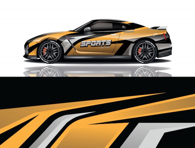 sport car decal wrap illustration