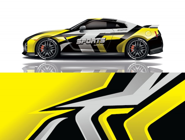 Sport car decal wrap illustration