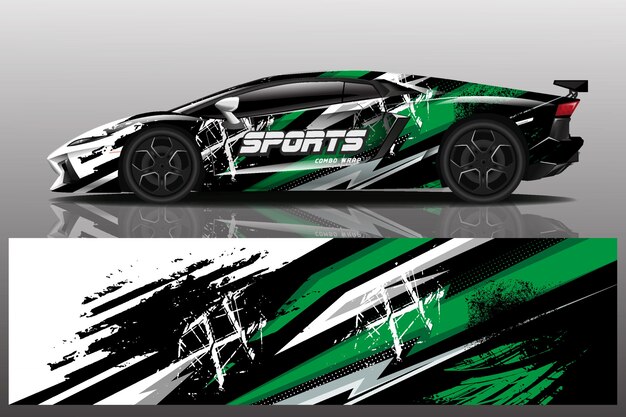 sport car decal wrap illustration