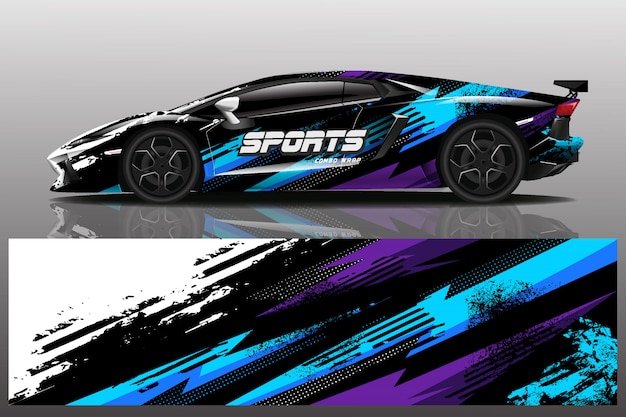 sport car decal wrap illustration