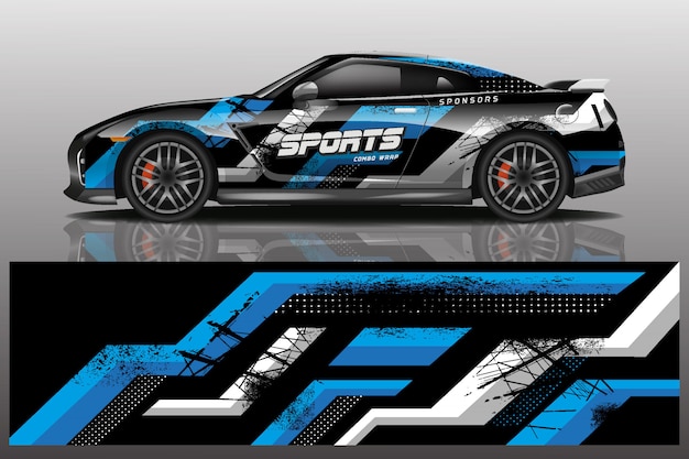 sport car decal wrap illustration