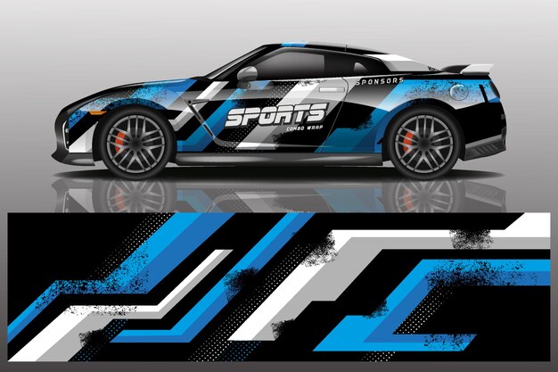 sport car decal wrap illustration