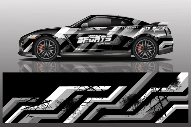 sport car decal wrap illustration