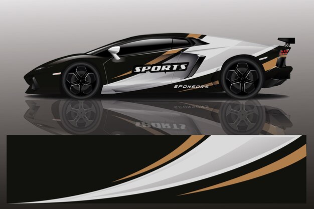 Sport car decal wrap illustration