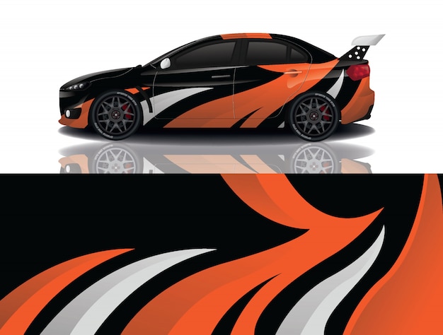 sport car decal wrap illustration