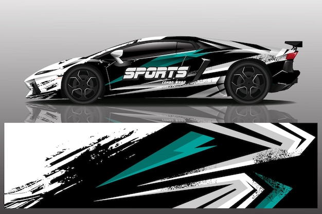 Sport car decal wrap illustration