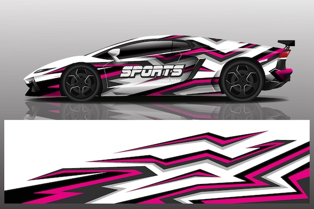 Sport car decal wrap illustration