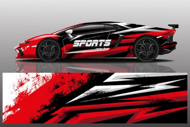 sport car decal wrap illustration