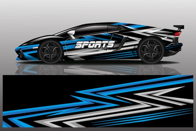 sport car decal wrap illustration