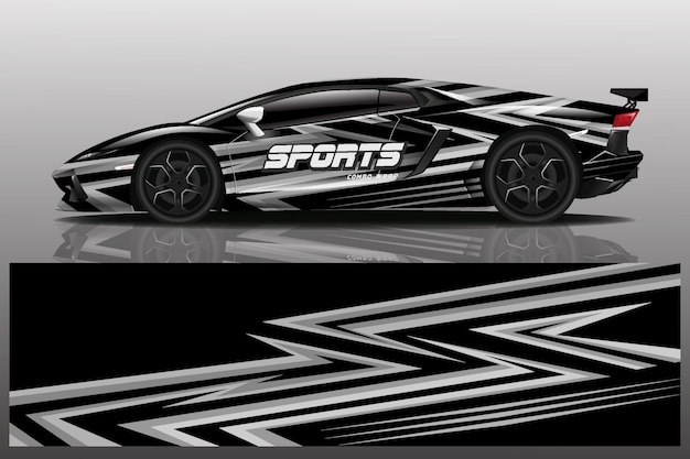 Sport car decal wrap illustration