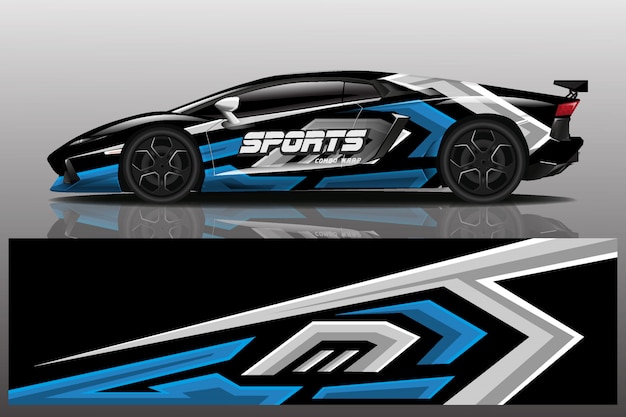 Sport car decal wrap illustration