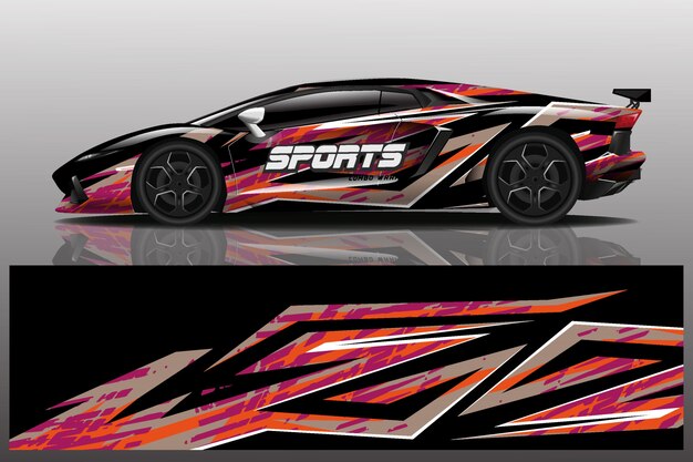 sport car decal wrap illustration