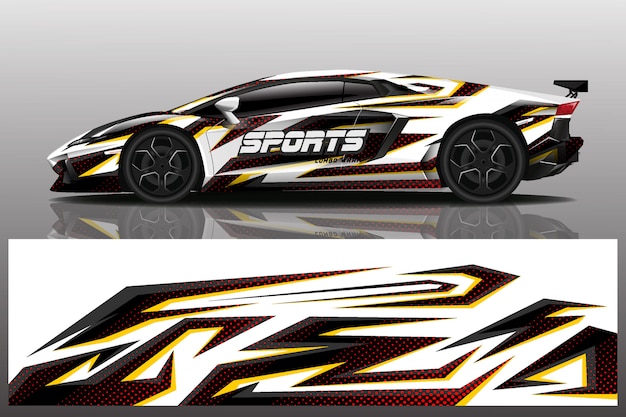 Sport car decal wrap illustration