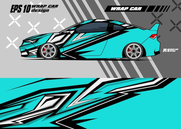 Sport car decal wrap premium vector