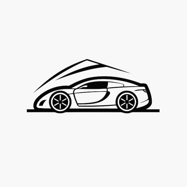 白い背景ベクトル図のスポーツカーのアイコン