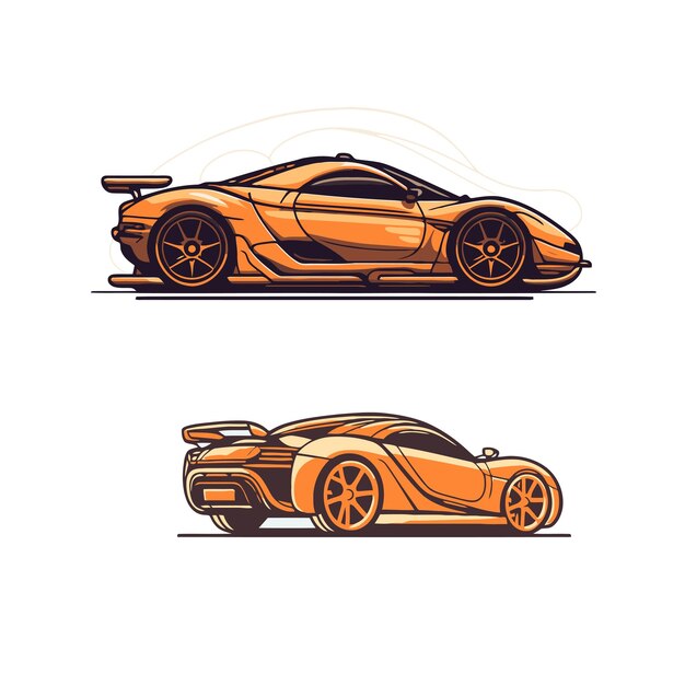 Sport car logo icon flat vector design template side view